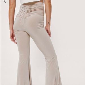 Nasty gal ruched high waisted flare pants size xs